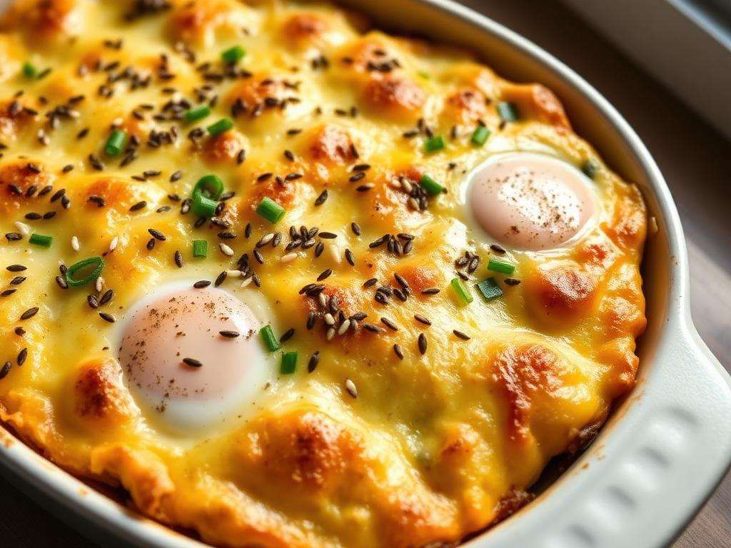 Halal Oven Baked Everything Bagel Breakfast Casserole Recipe