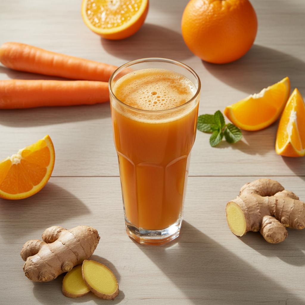 Halal Fresh Orange Carrot Ginger Juice