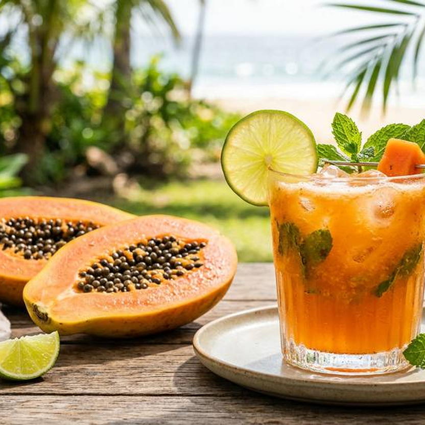 Halal Fresh Papaya Lime Mint Drink