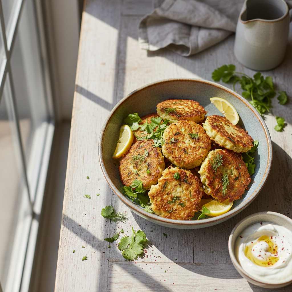 Halal Gluten Free Baked Cauliflower Fritters Recipe