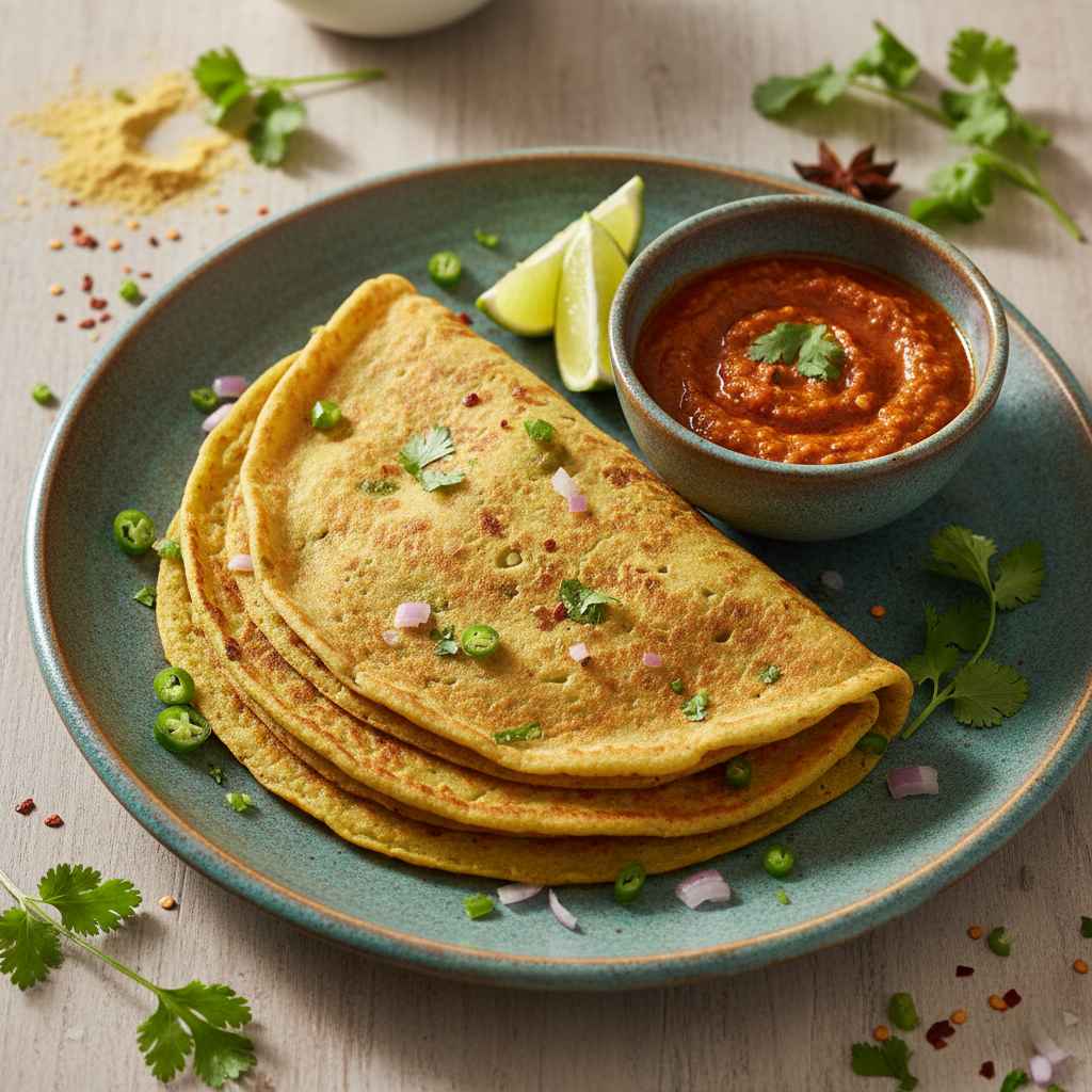 Halal Gluten Free Chickpea Flour Crepes Recipe (Indian Style)