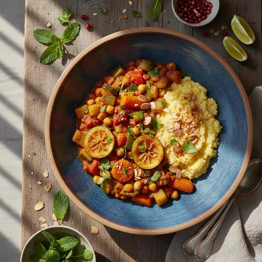 Halal Gluten Free Moroccan Vegetable Tagine with Polenta Recipe