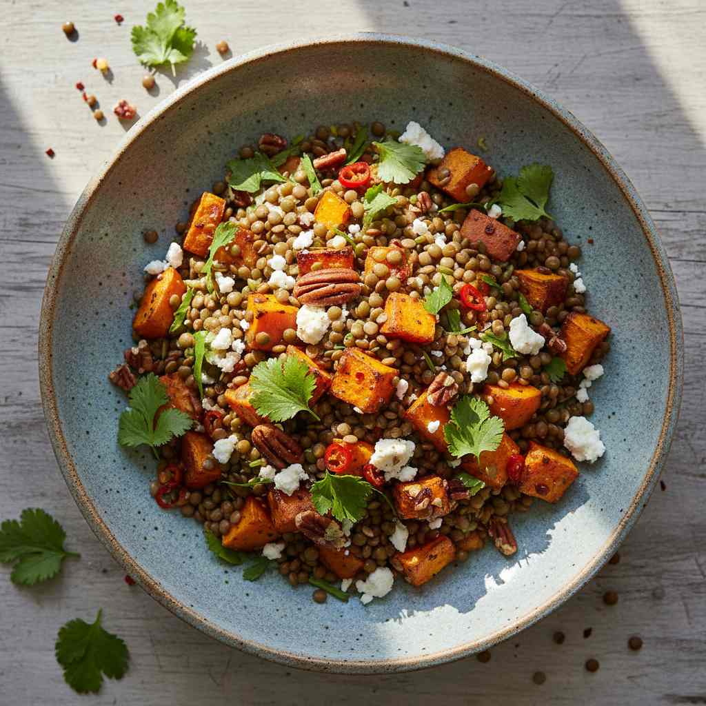 Halal Gluten Free Roasted Sweet Potato Lentil Salad Recipe