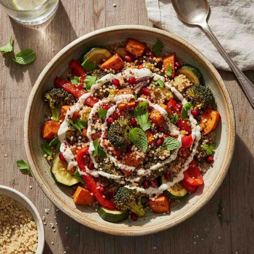 Halal Gluten Free Roasted Veggie and Quinoa Bowl Recipe