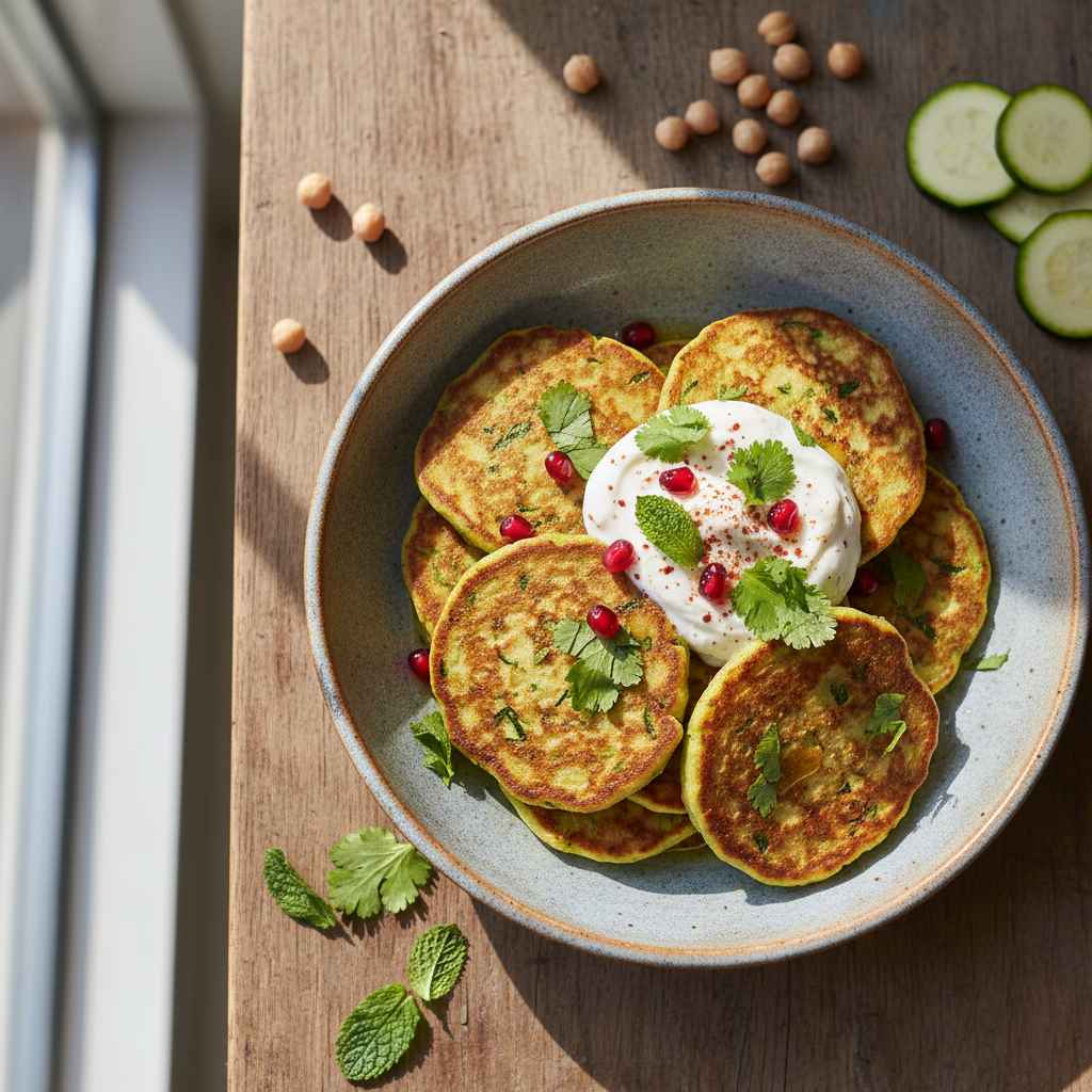 Halal Gluten Free Zucchini Chickpea Pancakes Recipe