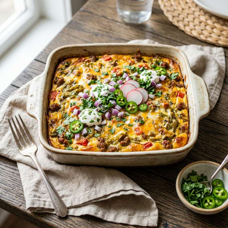 Halal Low Carb Green Chile Breakfast Casserole Recipe