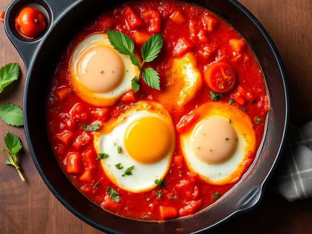 Halal Easy Harissa Egg Breakfast Skillet Recipe