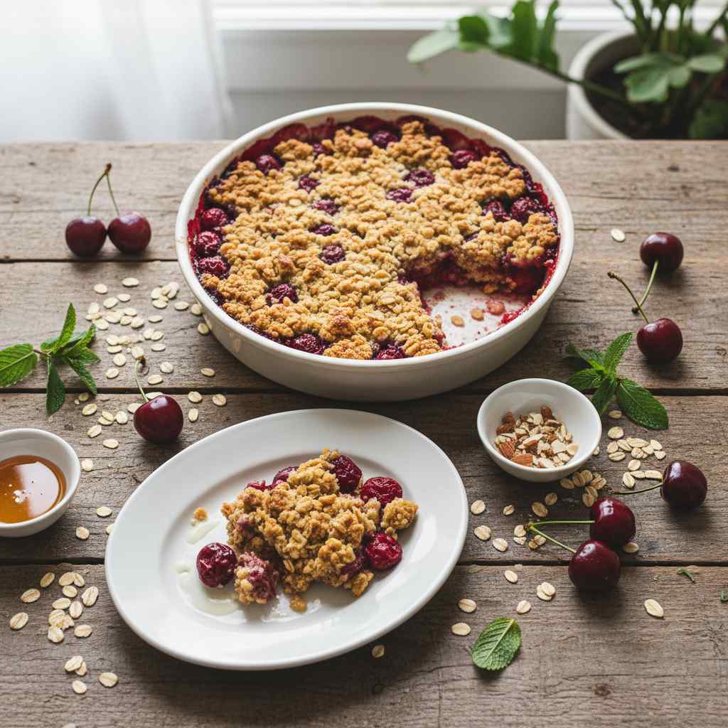 Halal Healthy Baked Cherry Oatmeal Crumble Recipe