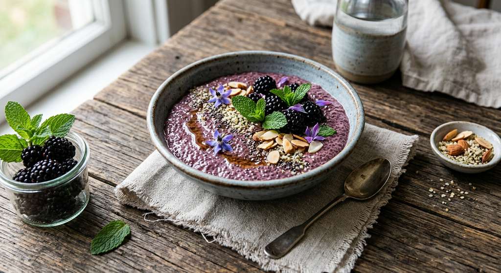 Halal Healthy Blackberry Mint Chia Breakfast Pudding Recipe