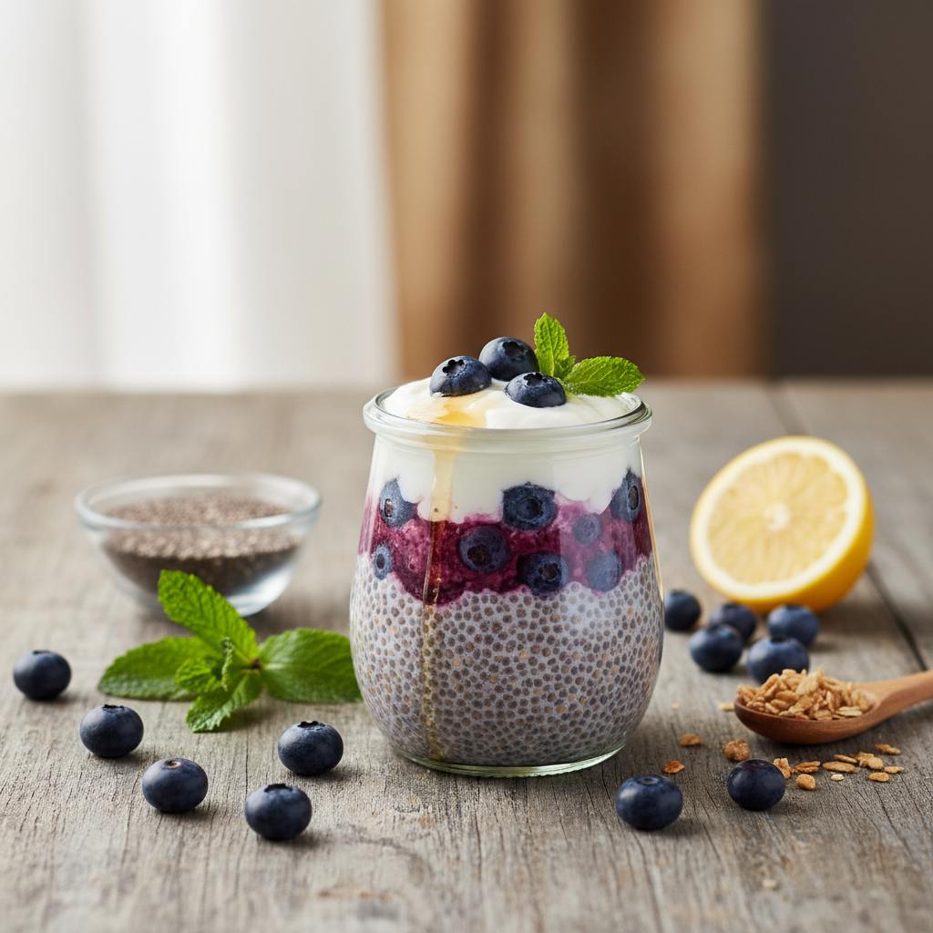 Halal Healthy Blueberry Chia Pudding Recipe (No Added Sugar) Recipe
