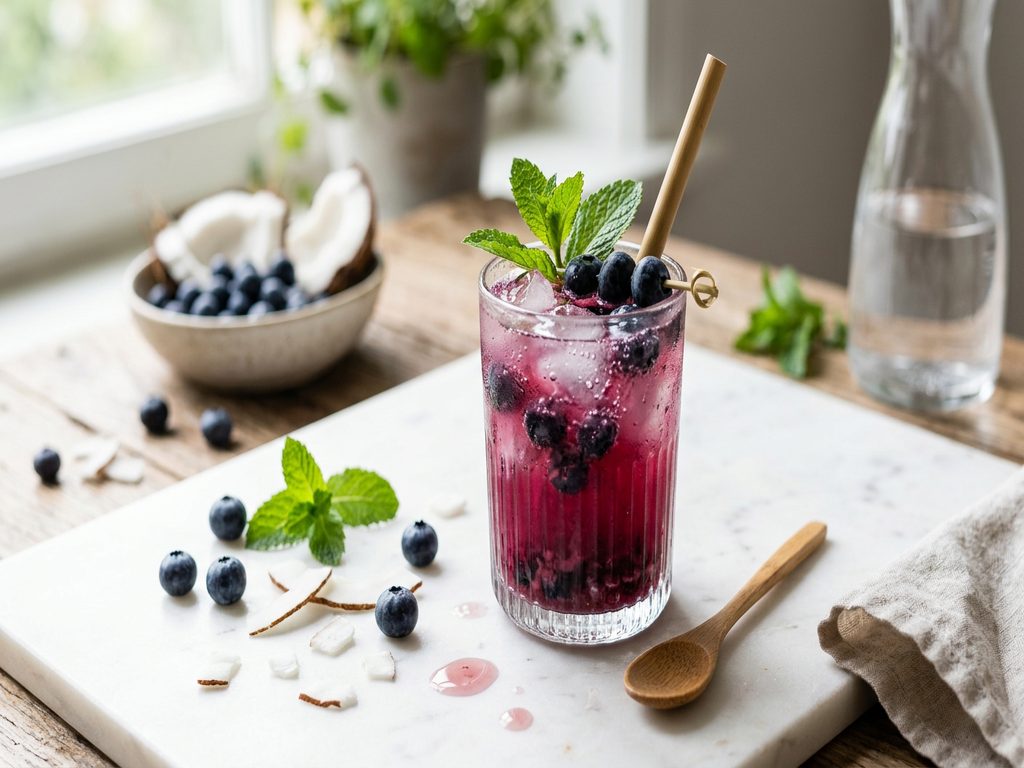 Halal Healthy Blueberry Coconut Water Drink Recipe