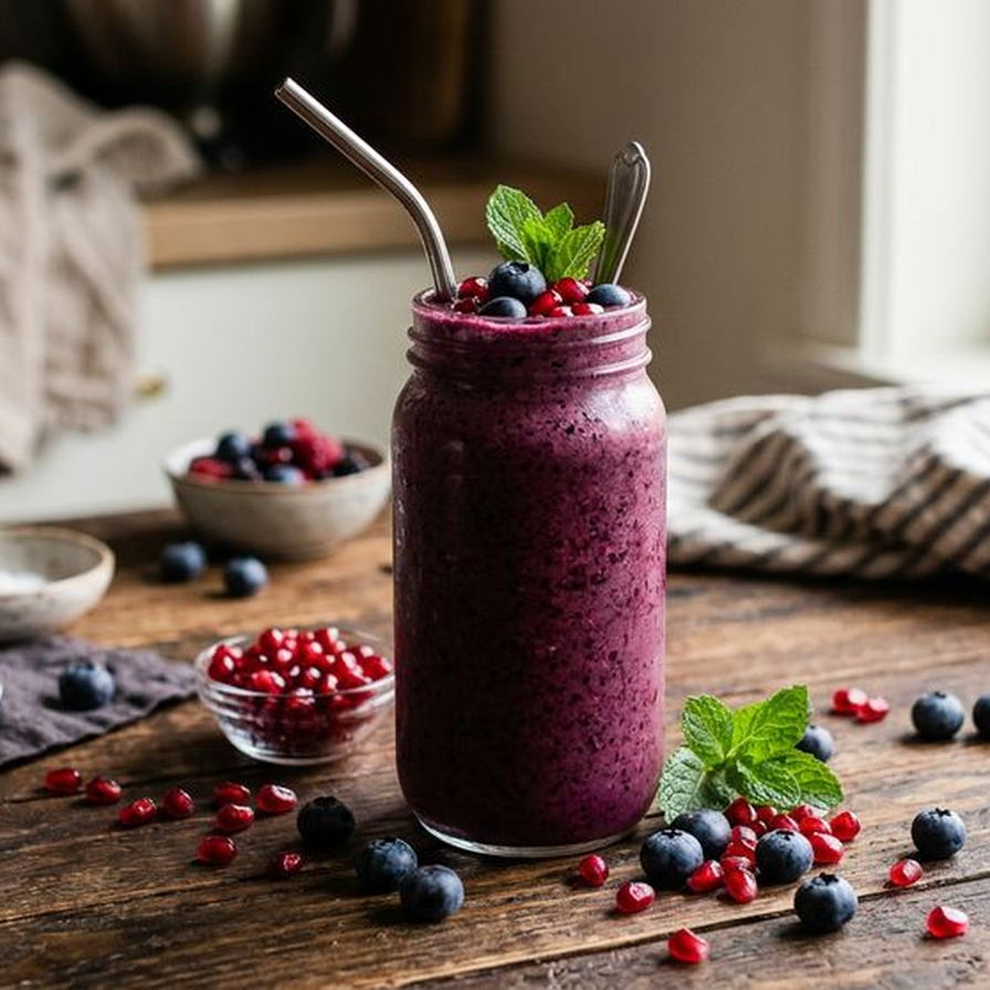 Halal Healthy Blueberry Pomegranate Smoothie
