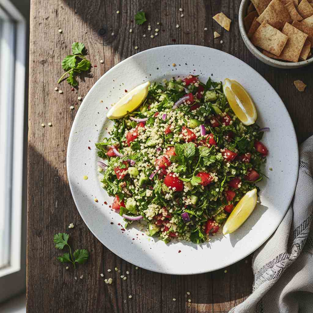 Halal Healthy Bulgur Salad with Herbs and Tomatoes (Tabbouleh-Inspired)