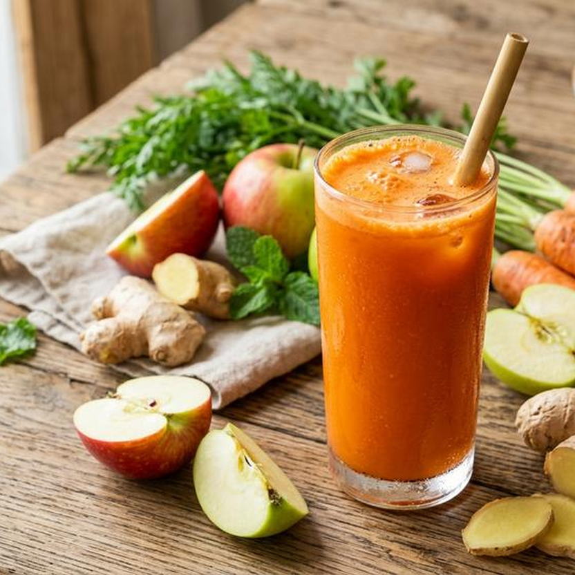 Halal Healthy Carrot Apple Ginger Detox Juice