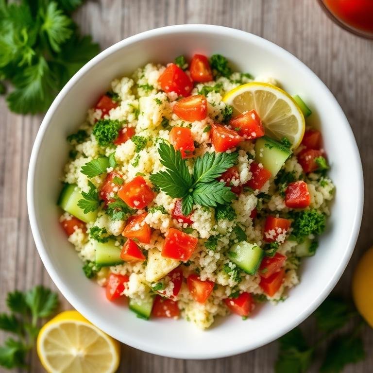 Halal Healthy Cauliflower Couscous Tabbouleh