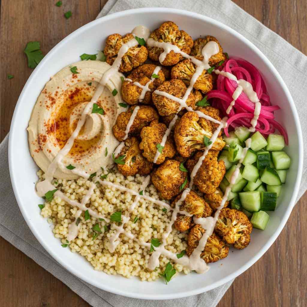Halal Healthy Cauliflower Shawarma Bowl (Vegetarian)