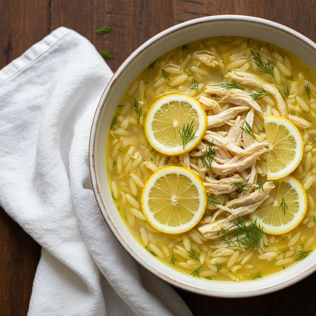 Halal Healthy Chicken Lemon Orzo Soup