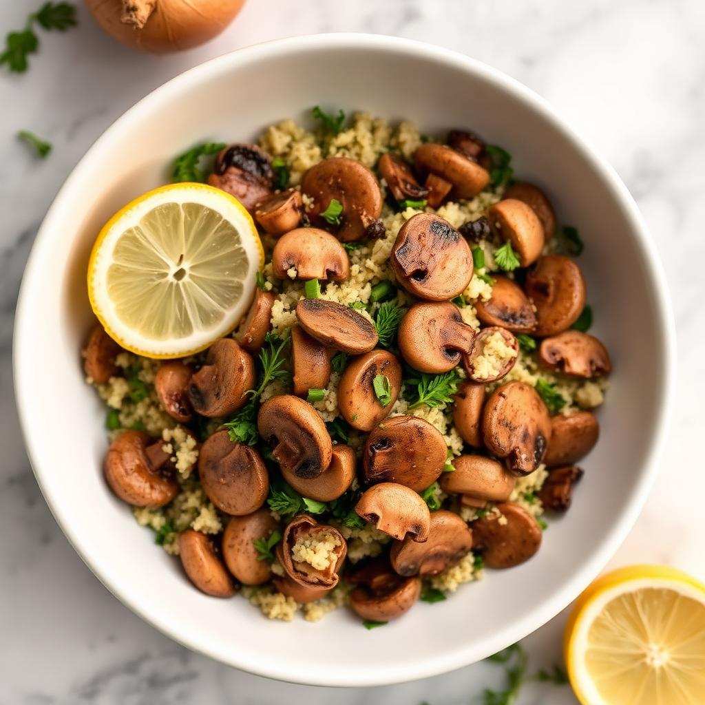 Halal Healthy Farro Mushroom Salad