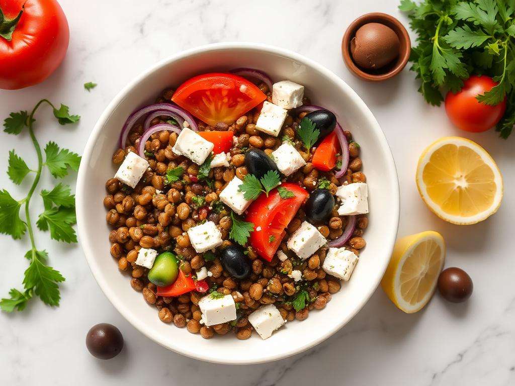 Halal Healthy Greek Lentil Salad Recipe