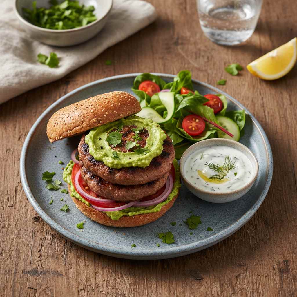 Halal Healthy Grilled Lamb Burgers Recipe
