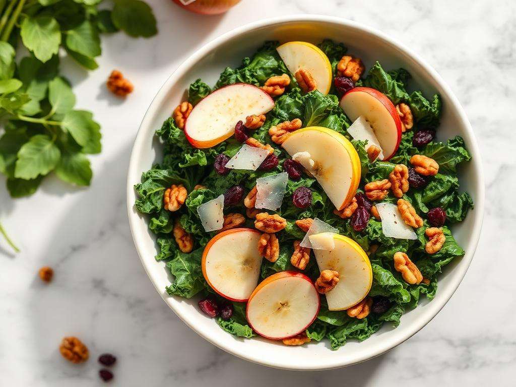 Halal Healthy Kale Apple Walnut Salad Recipe