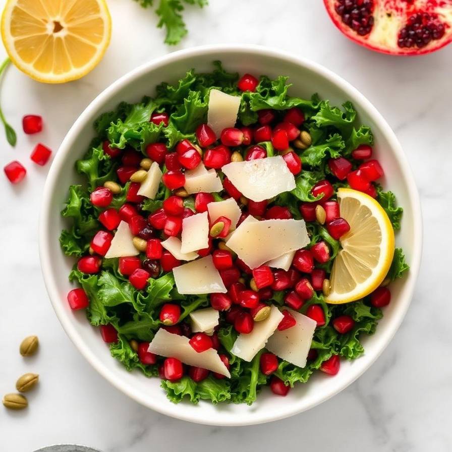 Halal Healthy Kale Pomegranate Salad Recipe