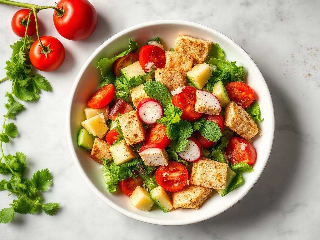 Halal Healthy Lebanese Fattoush Pita Salad