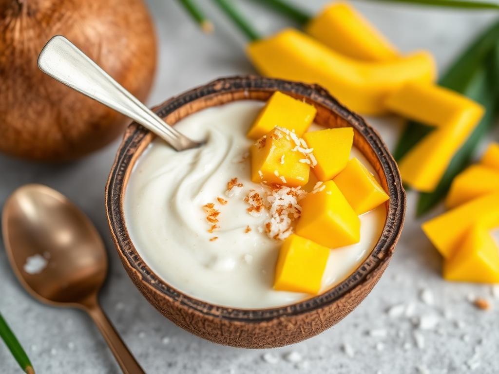 Halal Healthy Mango Coconut Protein Pudding Recipe