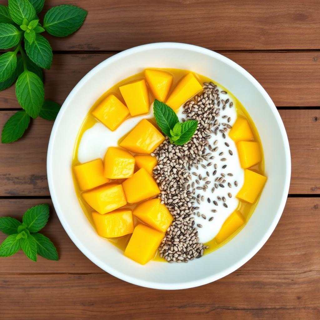 Halal Healthy Mango Lassi Breakfast Chia Bowl Recipe