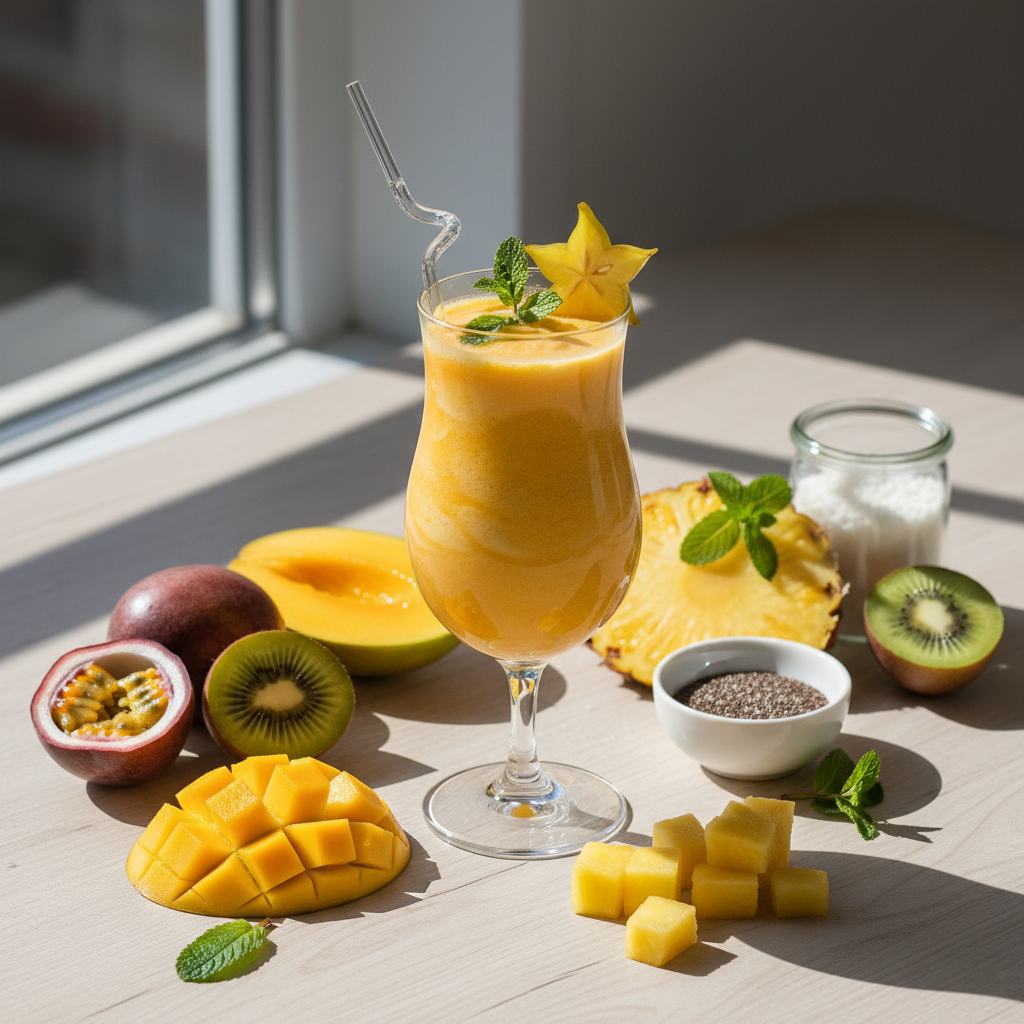 Halal Healthy Mango Pineapple Tropical Smoothie