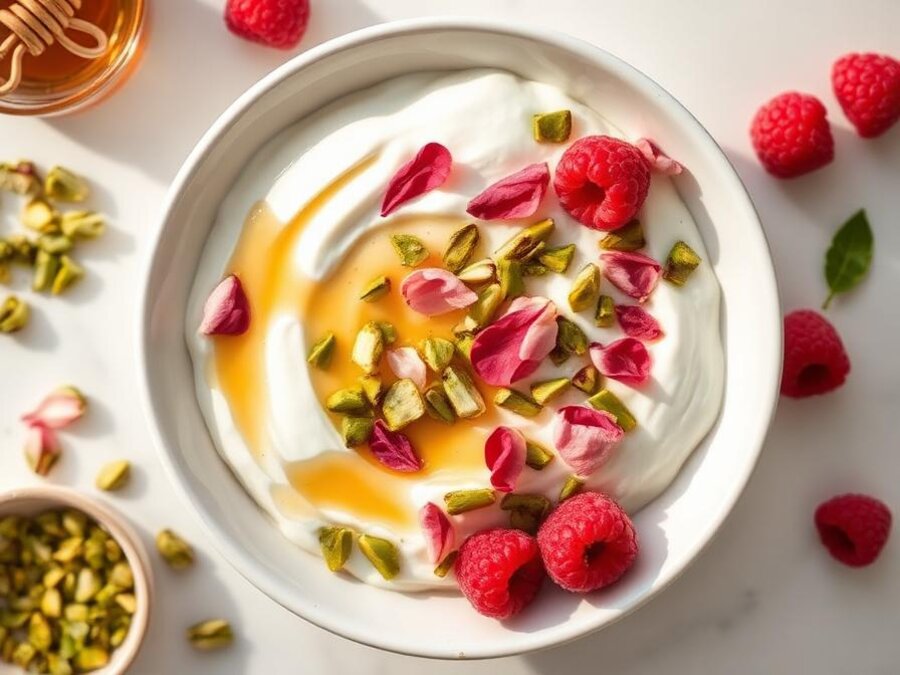 Halal Healthy Rose Water Pistachio Yogurt Bowl Recipe