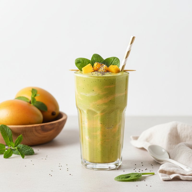 Halal Healthy Spinach Mango Protein Smoothie Recipe