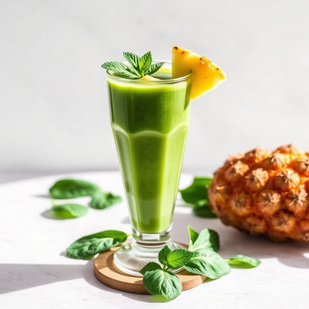 Halal Healthy Spinach Pineapple Detox Smoothie Recipe