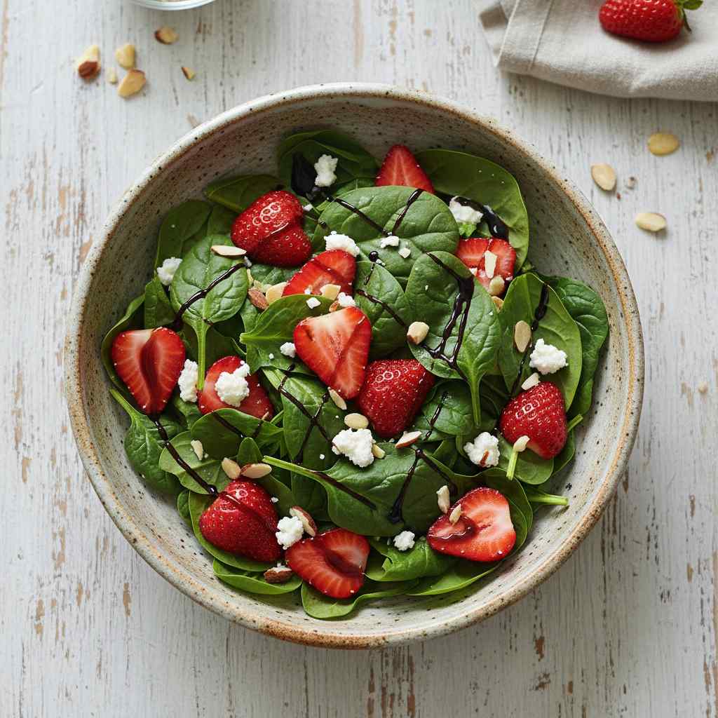Halal Healthy Spinach Strawberry Salad Recipe with Balsamic