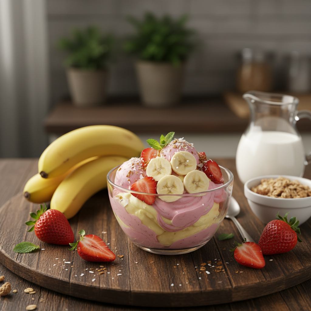 Halal Healthy Strawberry Banana Nice Cream Recipe