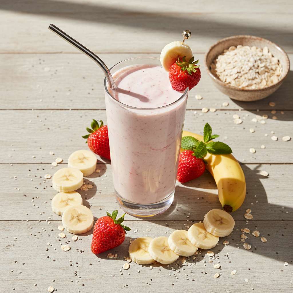 Halal Healthy Strawberry Banana Protein Smoothie