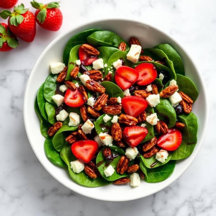 Halal Healthy Strawberry Spinach Salad Balsamic