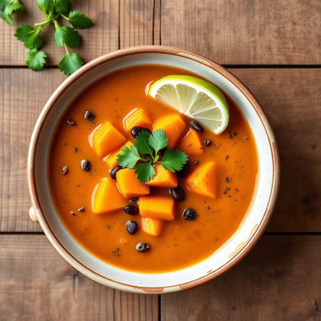 Halal Healthy Sweet Potato Black Bean Soup