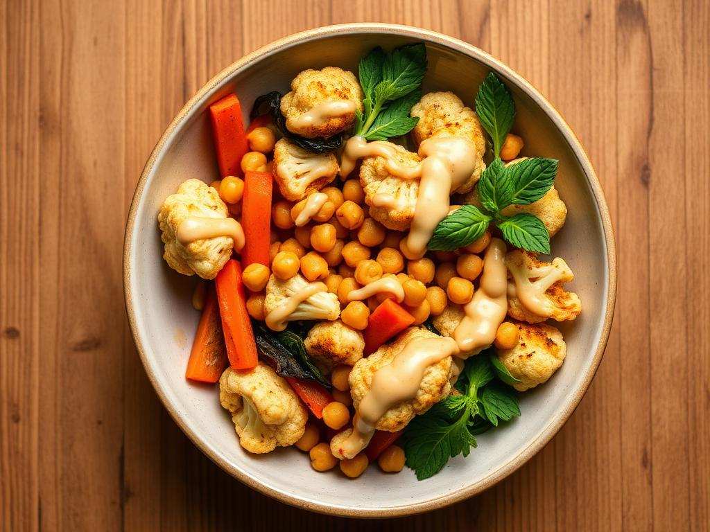 Halal Healthy Tahini Roasted Vegetable Bowl