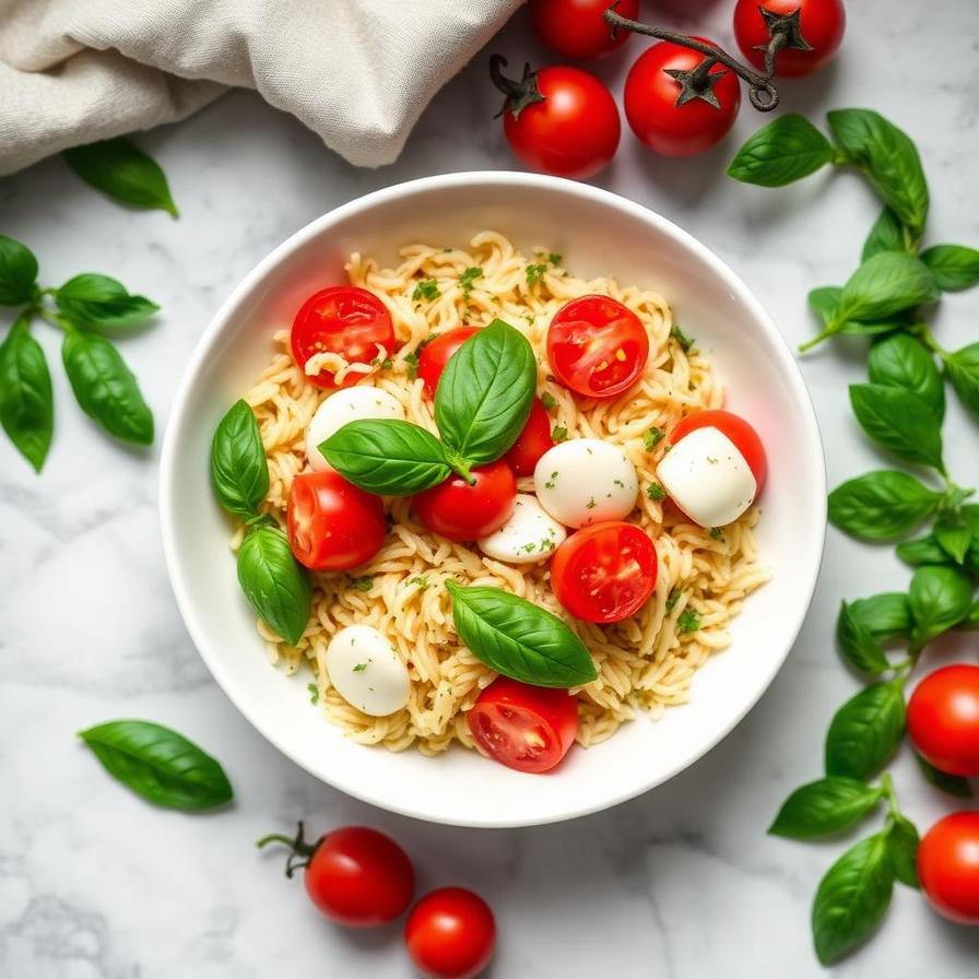 Halal Healthy Tomato Basil Orzo Salad