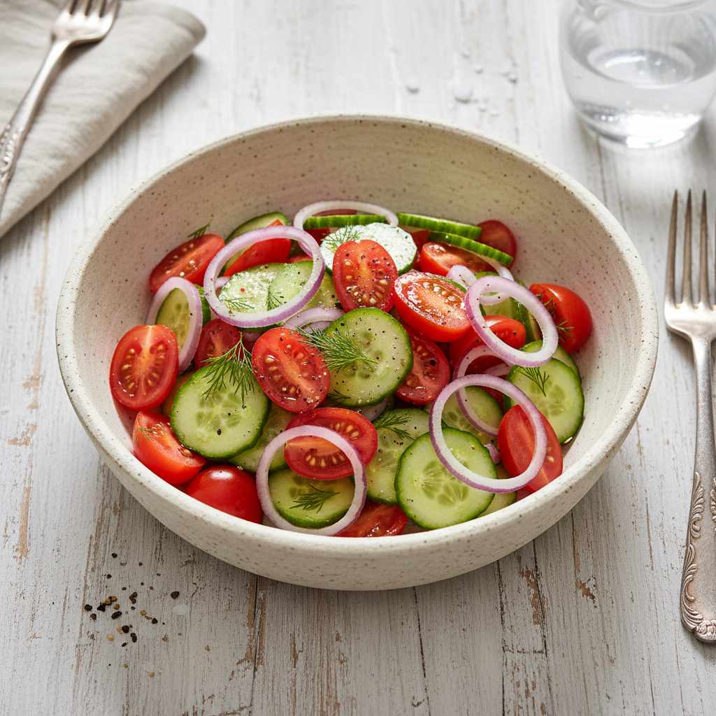 Halal Healthy Tomato Cucumber Onion Salad Recipe