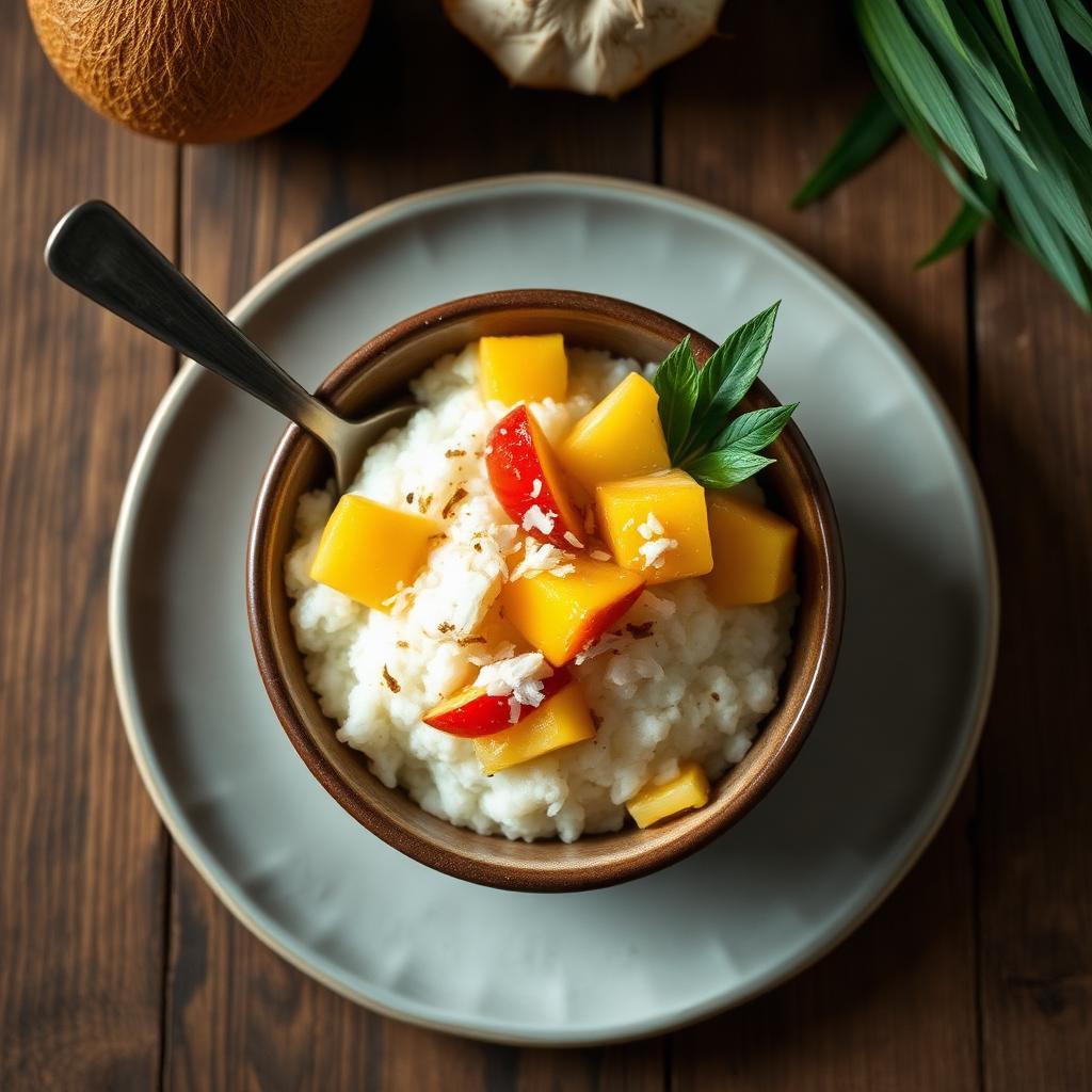 Halal Healthy Tropical Coconut Breakfast Rice Pudding Recipe