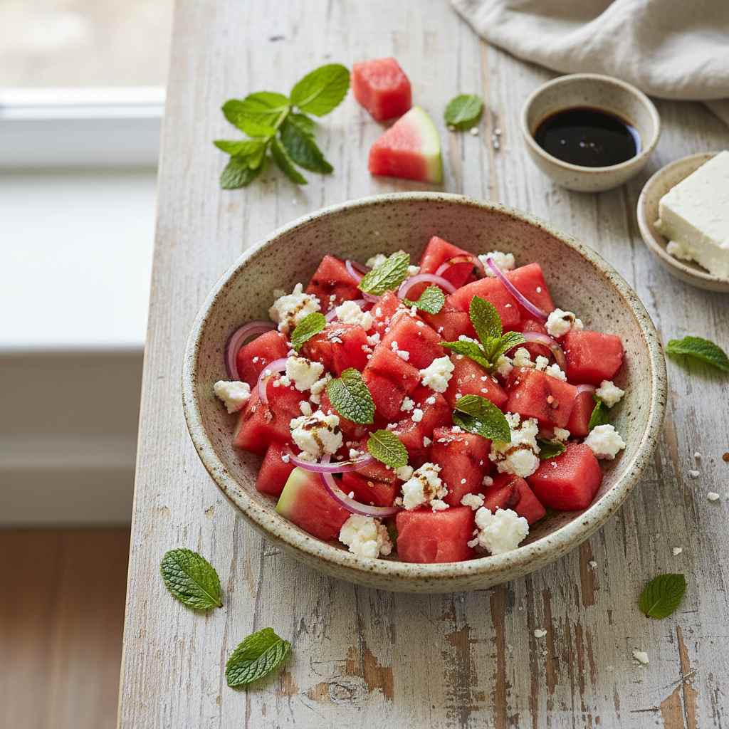 Halal Healthy Watermelon Feta Salad Recipe with Mint