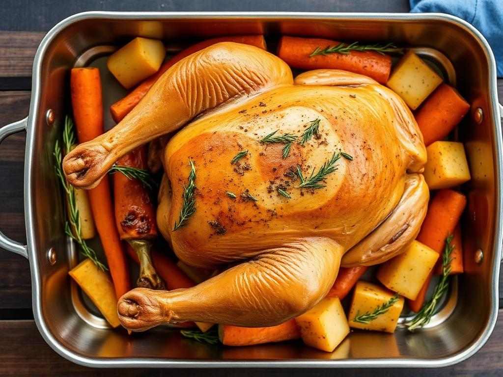 Halal Healthy Whole Roasted Chicken with Vegetables Recipe