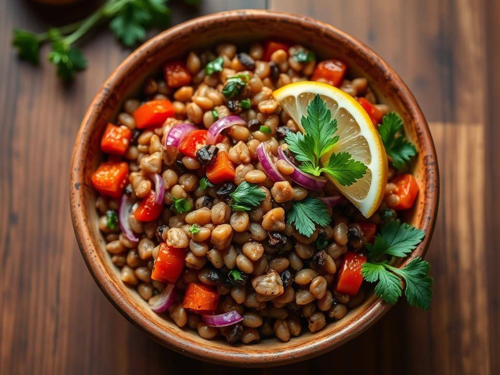 Halal High Fiber Lentil Salad Recipe (Warm Mediterranean)