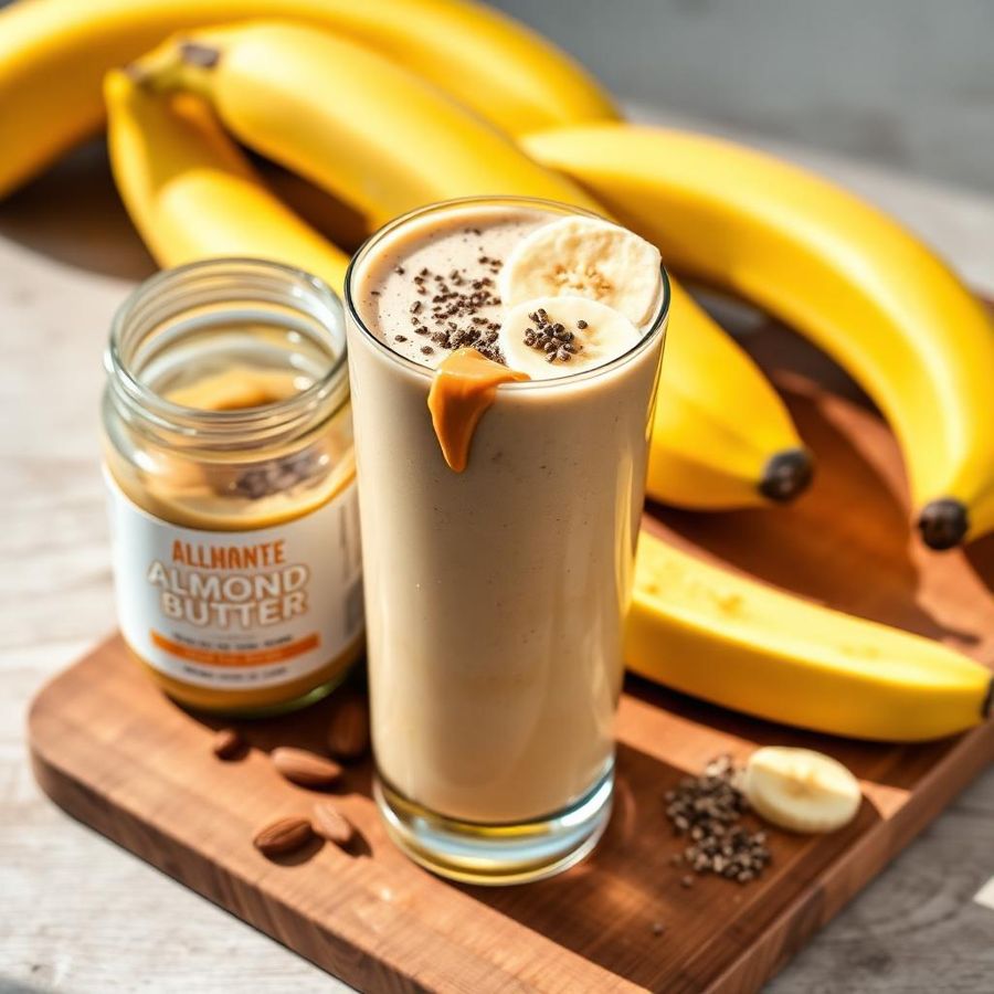 Halal High Protein Almond Butter Banana Drink Recipe