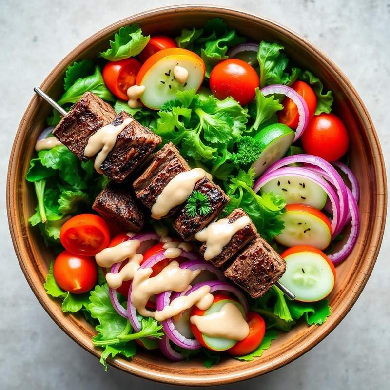 Halal High Protein Beef Kabob Salad Recipe