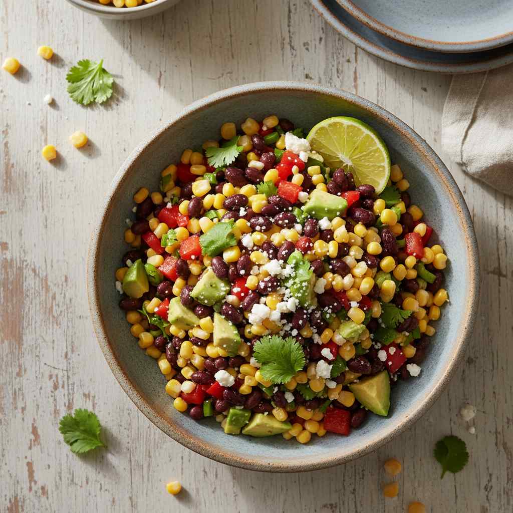 Halal High Protein Black Bean Corn Salad Recipe