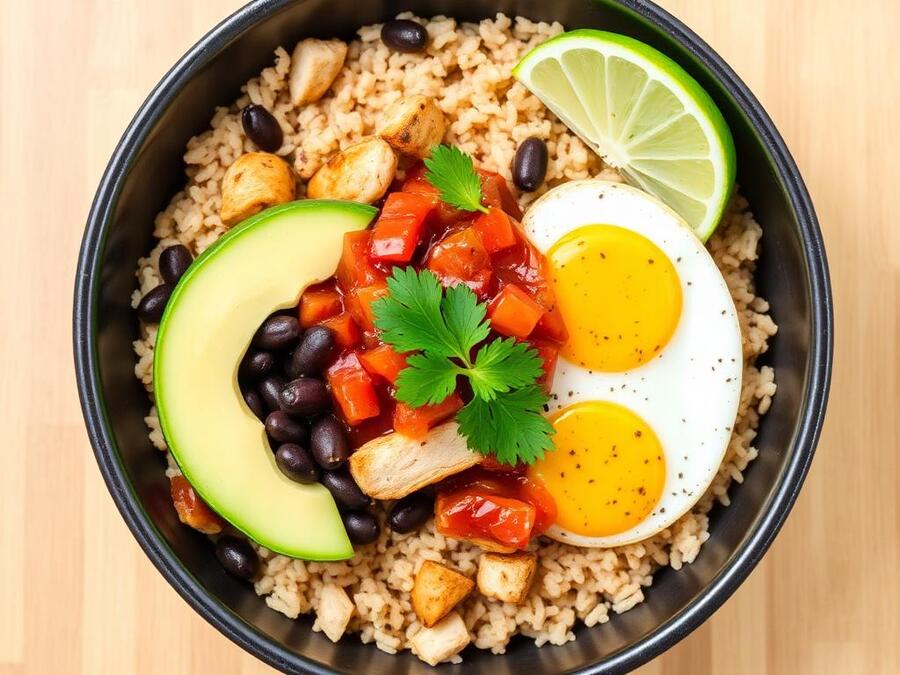 Halal High Protein Chicken Breakfast Burrito Bowl Recipe