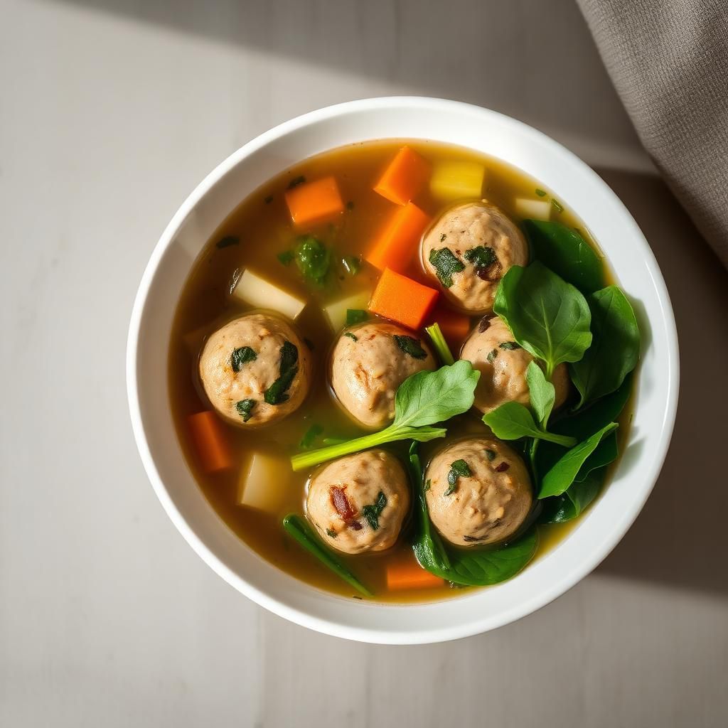Halal High Protein Chicken Meatball Soup Recipe